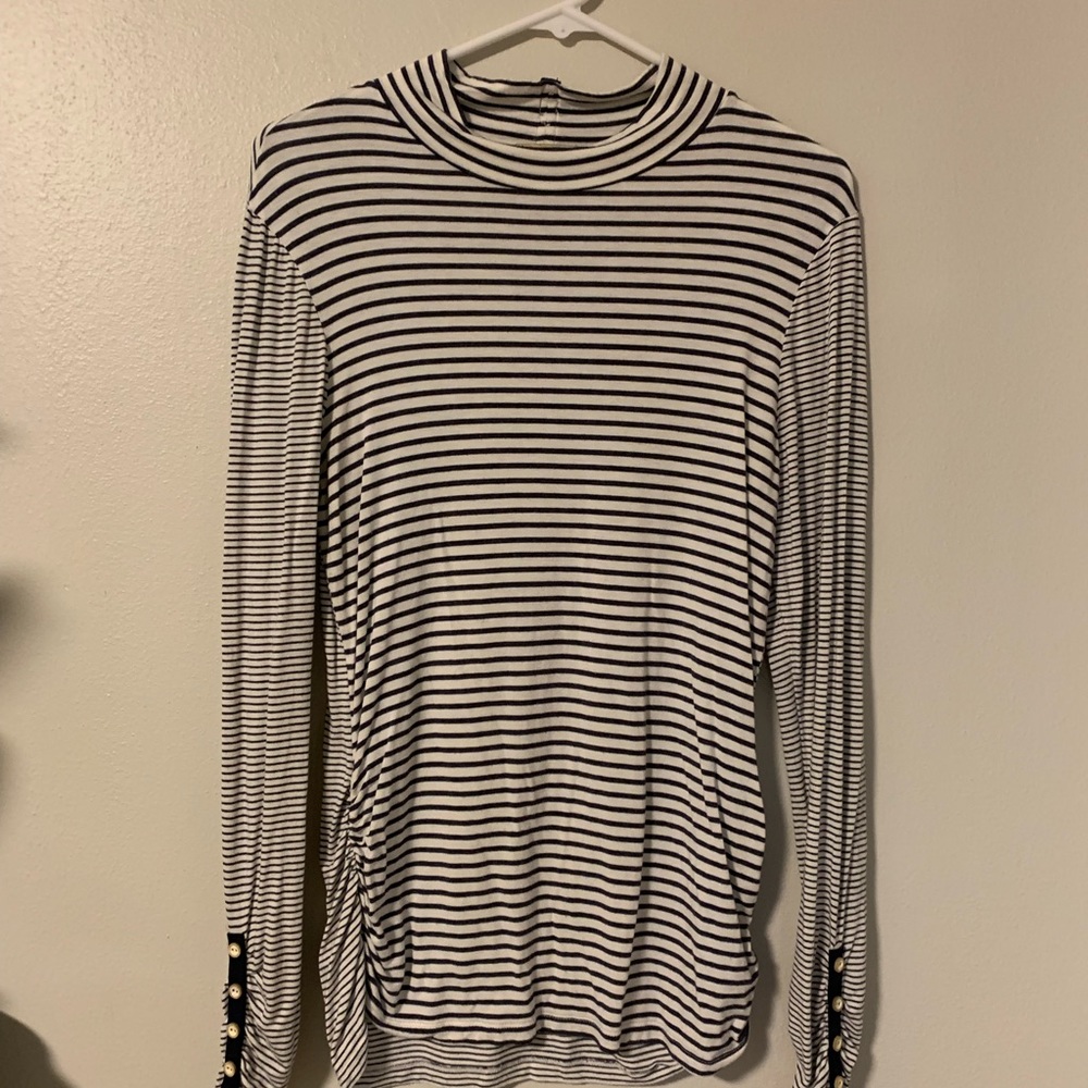 Women’s medium striped turtleneck. Navy
